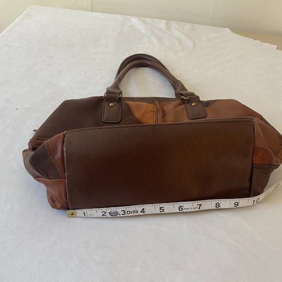 Necessary Objects Patchwork Handbag Vegan Leather Satchel Purse - Picture 11 of 12